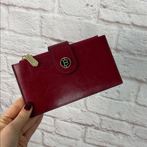Bostanten Leather Red Wine Wallet and Card Holder New! - Picture 1 of 5